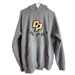 Cal Poly Mustangs Champion Gray Hooded Sweatshirt Cotton/Polyester Blend Size XL